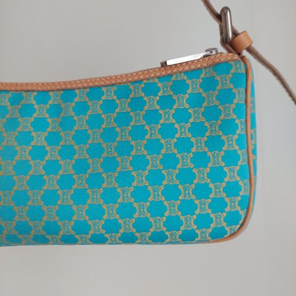 CELINE Turquoise Macadam Mini Shoulder Bag - Picture 4 of 17